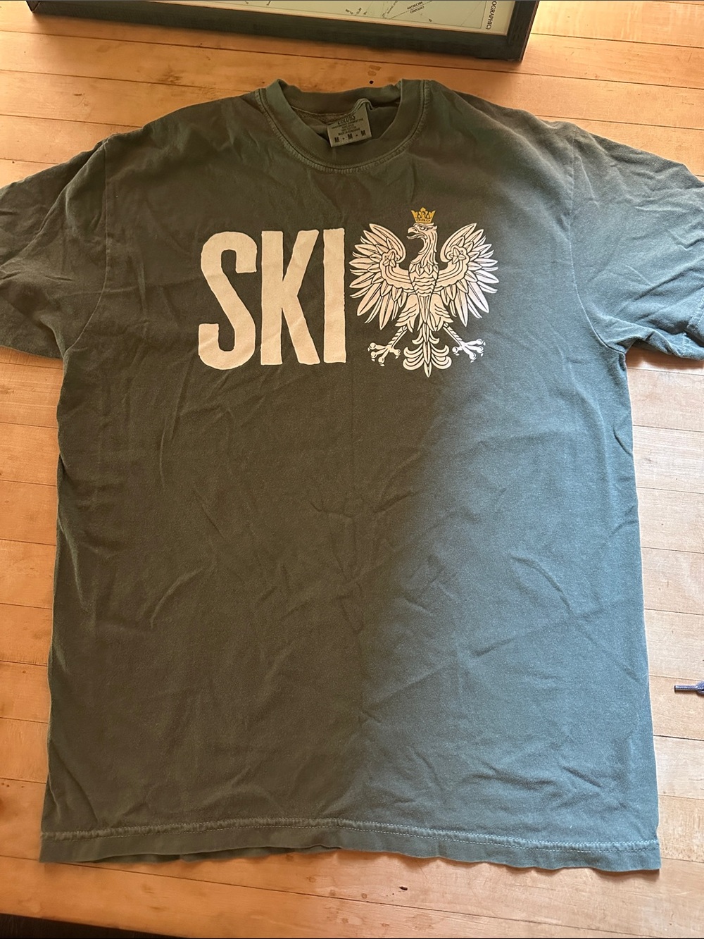 Gildan Olive Green 'SKI' Graphic Short Sleeve Tee